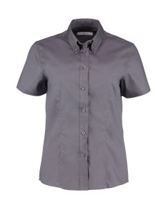 Women's Corporate Oxford Blouse Short-Sleeved-8-Charcoal